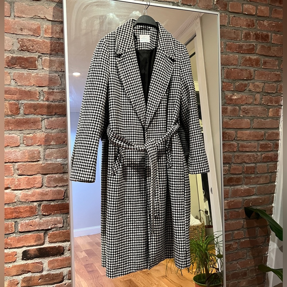 Primark Coat Houndstooth Black & White